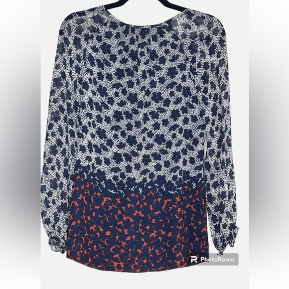 Tory Burch Silk Blouse Floral Print Keyhole Womens Size 2 |O310 - Picture 2 of 6